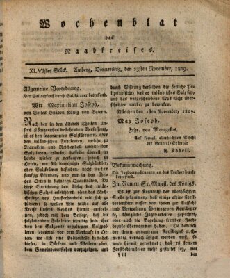 Wochenblat des Naabkreises (Oberpfälzisches Wochenblat) Donnerstag 23. November 1809