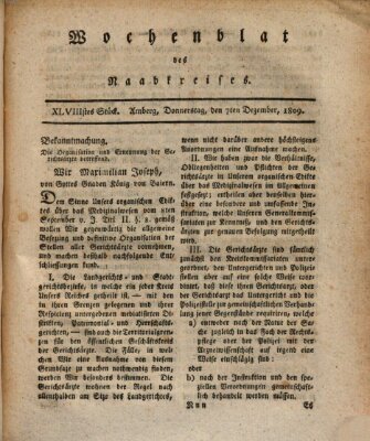 Wochenblat des Naabkreises (Oberpfälzisches Wochenblat) Donnerstag 7. Dezember 1809