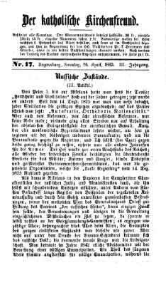 Der katholische Kirchenfreund (Der katholische Volksfreund) Sonntag 26. April 1863