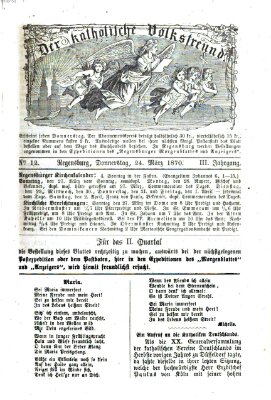 Der katholische Volksfreund Donnerstag 24. März 1870