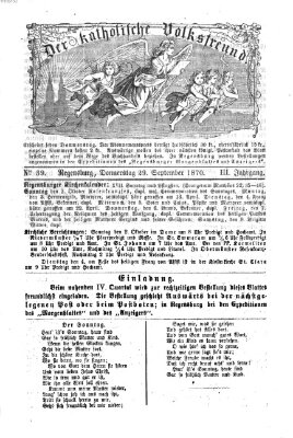 Der katholische Volksfreund Donnerstag 29. September 1870