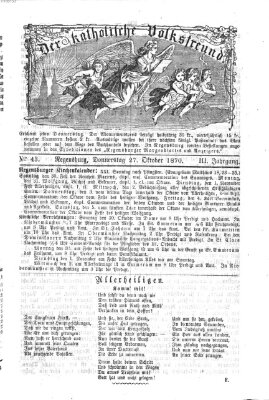 Der katholische Volksfreund Donnerstag 27. Oktober 1870