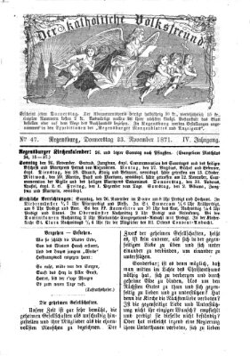 Der katholische Volksfreund Donnerstag 23. November 1871