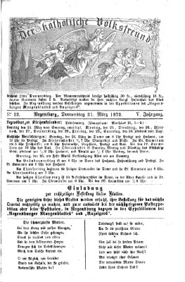 Der katholische Volksfreund Donnerstag 21. März 1872