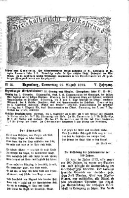 Der katholische Volksfreund Donnerstag 29. August 1872