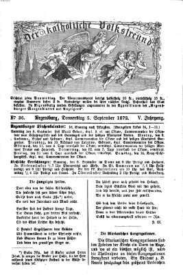 Der katholische Volksfreund Donnerstag 5. September 1872