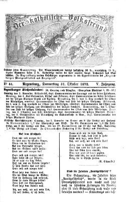 Der katholische Volksfreund Donnerstag 31. Oktober 1872