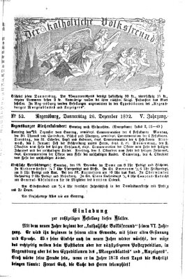 Der katholische Volksfreund Donnerstag 26. Dezember 1872