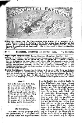 Der katholische Volksfreund Donnerstag 13. Februar 1873