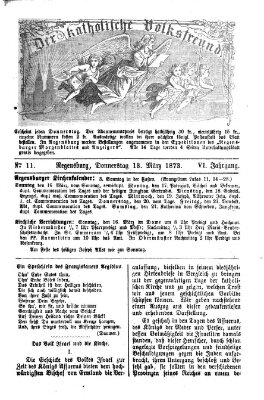 Der katholische Volksfreund Donnerstag 13. März 1873