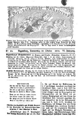 Der katholische Volksfreund Donnerstag 16. Oktober 1873