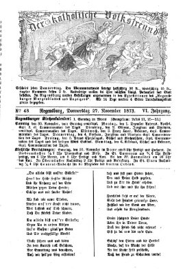 Der katholische Volksfreund Donnerstag 27. November 1873