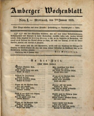 Amberger Wochenblatt (Oberpfälzisches Wochenblat) Mittwoch 7. Januar 1835