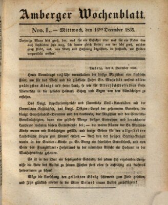 Amberger Wochenblatt (Oberpfälzisches Wochenblat) Mittwoch 16. Dezember 1835