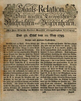 Staats-Relation der neuesten europäischen Nachrichten und Begebenheiten Freitag 10. Mai 1793