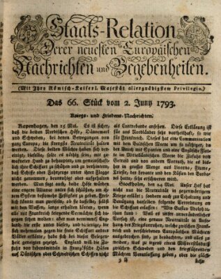 Staats-Relation der neuesten europäischen Nachrichten und Begebenheiten Sonntag 2. Juni 1793