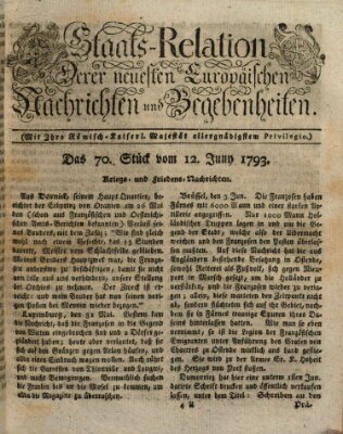 Staats-Relation der neuesten europäischen Nachrichten und Begebenheiten Mittwoch 12. Juni 1793