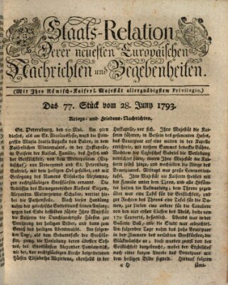 Staats-Relation der neuesten europäischen Nachrichten und Begebenheiten Freitag 28. Juni 1793