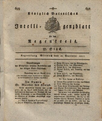 Königlich-baierisches Intelligenzblatt für den Regen-Kreis (Königlich bayerisches Intelligenzblatt für die Oberpfalz und von Regensburg) Mittwoch 10. September 1817