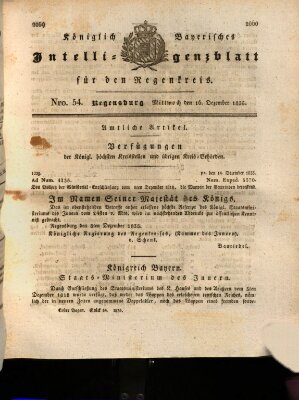 Königlich-baierisches Intelligenzblatt für den Regen-Kreis (Königlich bayerisches Intelligenzblatt für die Oberpfalz und von Regensburg) Mittwoch 16. Dezember 1835