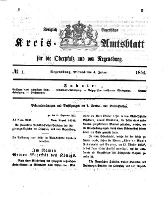 Königlich-bayerisches Kreis-Amtsblatt der Oberpfalz und von Regensburg (Königlich bayerisches Intelligenzblatt für die Oberpfalz und von Regensburg) Mittwoch 4. Januar 1854