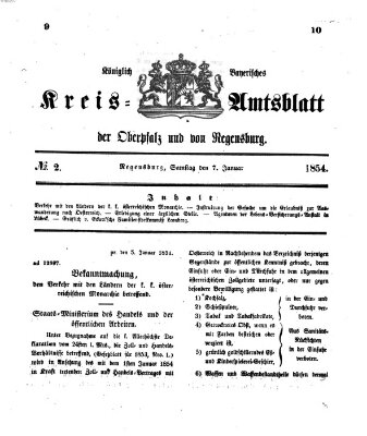 Königlich-bayerisches Kreis-Amtsblatt der Oberpfalz und von Regensburg (Königlich bayerisches Intelligenzblatt für die Oberpfalz und von Regensburg) Samstag 7. Januar 1854