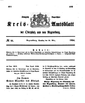 Königlich-bayerisches Kreis-Amtsblatt der Oberpfalz und von Regensburg (Königlich bayerisches Intelligenzblatt für die Oberpfalz und von Regensburg) Samstag 25. März 1854