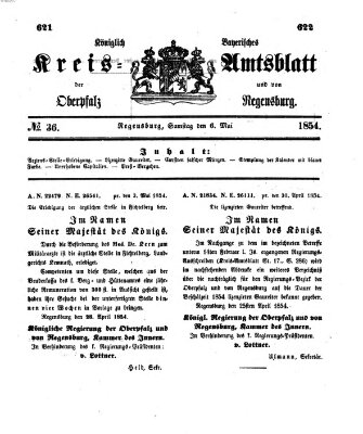 Königlich-bayerisches Kreis-Amtsblatt der Oberpfalz und von Regensburg (Königlich bayerisches Intelligenzblatt für die Oberpfalz und von Regensburg) Samstag 6. Mai 1854