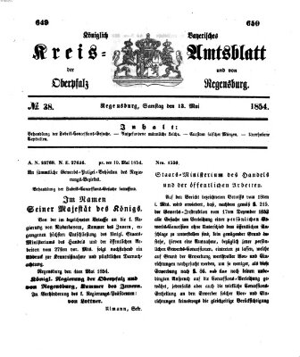 Königlich-bayerisches Kreis-Amtsblatt der Oberpfalz und von Regensburg (Königlich bayerisches Intelligenzblatt für die Oberpfalz und von Regensburg) Samstag 13. Mai 1854