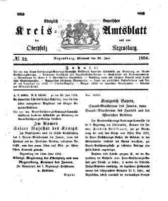 Königlich-bayerisches Kreis-Amtsblatt der Oberpfalz und von Regensburg (Königlich bayerisches Intelligenzblatt für die Oberpfalz und von Regensburg) Mittwoch 28. Juni 1854