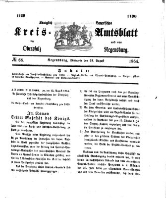 Königlich-bayerisches Kreis-Amtsblatt der Oberpfalz und von Regensburg (Königlich bayerisches Intelligenzblatt für die Oberpfalz und von Regensburg) Mittwoch 23. August 1854