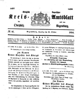 Königlich-bayerisches Kreis-Amtsblatt der Oberpfalz und von Regensburg (Königlich bayerisches Intelligenzblatt für die Oberpfalz und von Regensburg) Samstag 28. Oktober 1854