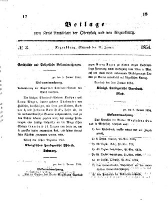 Königlich-bayerisches Kreis-Amtsblatt der Oberpfalz und von Regensburg (Königlich bayerisches Intelligenzblatt für die Oberpfalz und von Regensburg) Mittwoch 11. Januar 1854