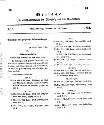 Königlich-bayerisches Kreis-Amtsblatt der Oberpfalz und von Regensburg (Königlich bayerisches Intelligenzblatt für die Oberpfalz und von Regensburg) Mittwoch 18. Januar 1854