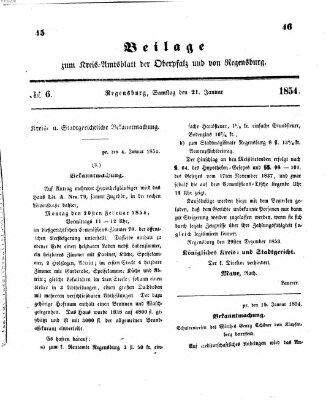 Königlich-bayerisches Kreis-Amtsblatt der Oberpfalz und von Regensburg (Königlich bayerisches Intelligenzblatt für die Oberpfalz und von Regensburg) Samstag 21. Januar 1854