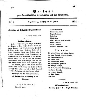 Königlich-bayerisches Kreis-Amtsblatt der Oberpfalz und von Regensburg (Königlich bayerisches Intelligenzblatt für die Oberpfalz und von Regensburg) Samstag 28. Januar 1854