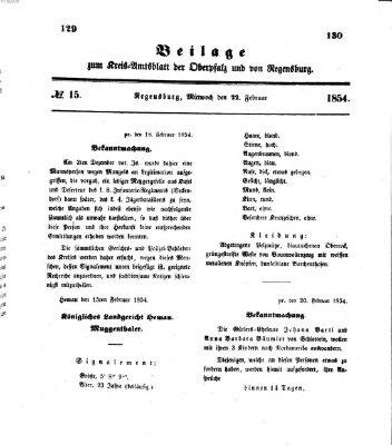 Königlich-bayerisches Kreis-Amtsblatt der Oberpfalz und von Regensburg (Königlich bayerisches Intelligenzblatt für die Oberpfalz und von Regensburg) Mittwoch 22. Februar 1854