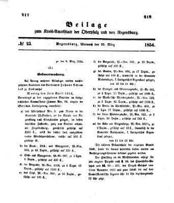 Königlich-bayerisches Kreis-Amtsblatt der Oberpfalz und von Regensburg (Königlich bayerisches Intelligenzblatt für die Oberpfalz und von Regensburg) Mittwoch 22. März 1854