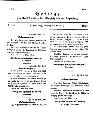 Königlich-bayerisches Kreis-Amtsblatt der Oberpfalz und von Regensburg (Königlich bayerisches Intelligenzblatt für die Oberpfalz und von Regensburg) Samstag 25. März 1854