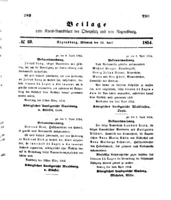 Königlich-bayerisches Kreis-Amtsblatt der Oberpfalz und von Regensburg (Königlich bayerisches Intelligenzblatt für die Oberpfalz und von Regensburg) Mittwoch 12. April 1854