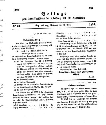 Königlich-bayerisches Kreis-Amtsblatt der Oberpfalz und von Regensburg (Königlich bayerisches Intelligenzblatt für die Oberpfalz und von Regensburg) Mittwoch 26. April 1854