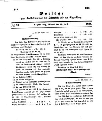 Königlich-bayerisches Kreis-Amtsblatt der Oberpfalz und von Regensburg (Königlich bayerisches Intelligenzblatt für die Oberpfalz und von Regensburg) Mittwoch 26. April 1854