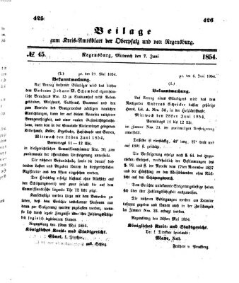 Königlich-bayerisches Kreis-Amtsblatt der Oberpfalz und von Regensburg (Königlich bayerisches Intelligenzblatt für die Oberpfalz und von Regensburg) Mittwoch 7. Juni 1854