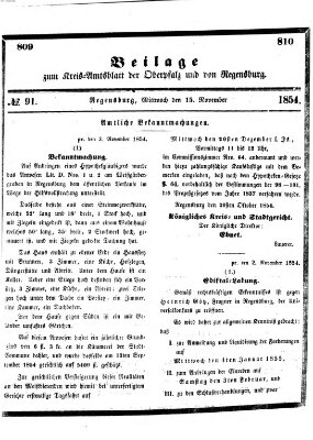 Königlich-bayerisches Kreis-Amtsblatt der Oberpfalz und von Regensburg (Königlich bayerisches Intelligenzblatt für die Oberpfalz und von Regensburg) Mittwoch 15. November 1854