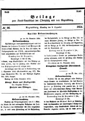 Königlich-bayerisches Kreis-Amtsblatt der Oberpfalz und von Regensburg (Königlich bayerisches Intelligenzblatt für die Oberpfalz und von Regensburg) Samstag 2. Dezember 1854