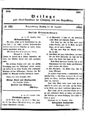 Königlich-bayerisches Kreis-Amtsblatt der Oberpfalz und von Regensburg (Königlich bayerisches Intelligenzblatt für die Oberpfalz und von Regensburg) Samstag 23. Dezember 1854