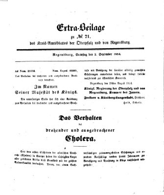 Königlich-bayerisches Kreis-Amtsblatt der Oberpfalz und von Regensburg (Königlich bayerisches Intelligenzblatt für die Oberpfalz und von Regensburg) Samstag 2. September 1854