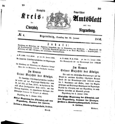 Königlich-bayerisches Kreis-Amtsblatt der Oberpfalz und von Regensburg (Königlich bayerisches Intelligenzblatt für die Oberpfalz und von Regensburg) Samstag 12. Januar 1856