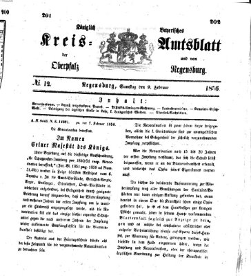 Königlich-bayerisches Kreis-Amtsblatt der Oberpfalz und von Regensburg (Königlich bayerisches Intelligenzblatt für die Oberpfalz und von Regensburg) Samstag 9. Februar 1856