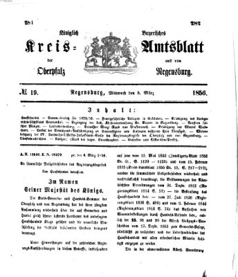 Königlich-bayerisches Kreis-Amtsblatt der Oberpfalz und von Regensburg (Königlich bayerisches Intelligenzblatt für die Oberpfalz und von Regensburg) Mittwoch 5. März 1856